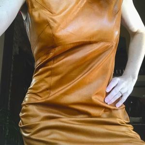 Tan genuine leather Diabla Dress from Gomez-Garcia.